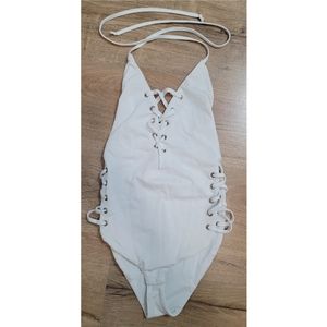 Mango White Laced Body Suit Size Small